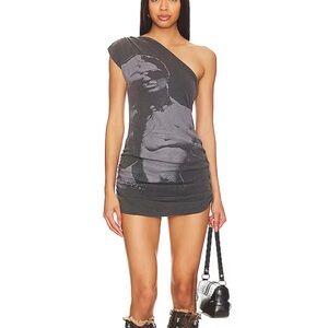Jaded London One-Shoulder Charcoal Dress
